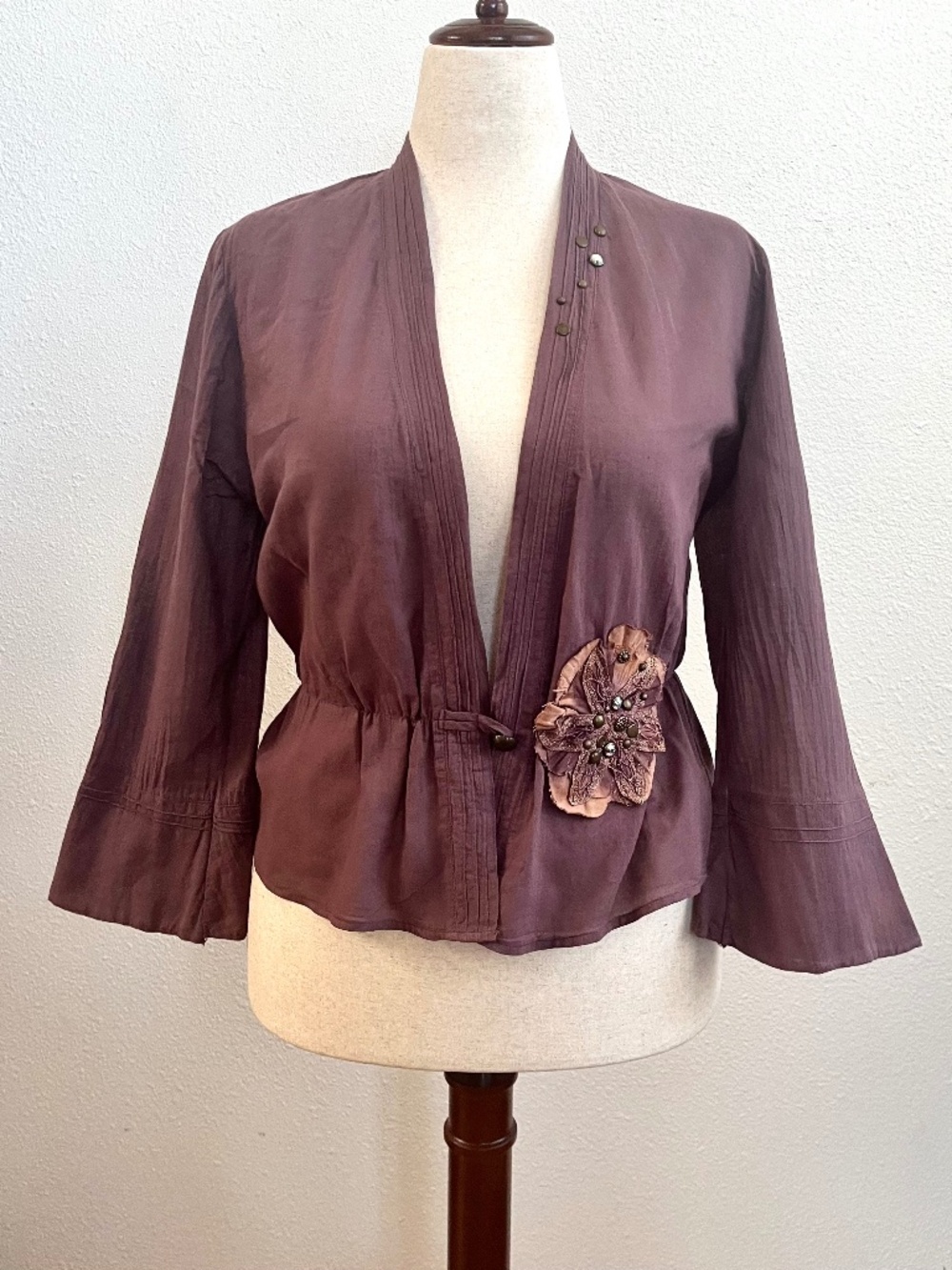 Vintage 1980's Women's Designer Plum One Button Jacket Top, Size L, by Spool